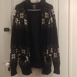 Pink by VS Hooded Button Up Sweater Cardigan